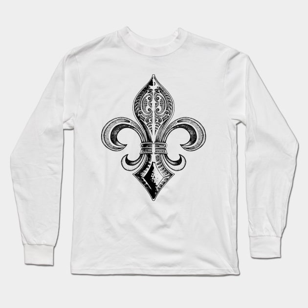 Fleur de lis Long Sleeve T-Shirt by StudioGrafiikka